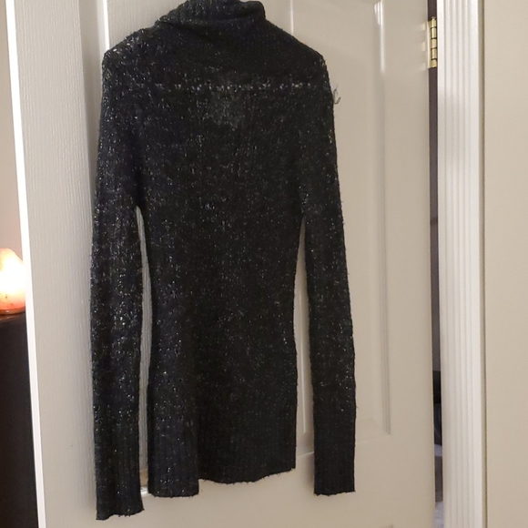 Knitted Black and Silver Cowl Neck Sweater - Picture 2 of 4